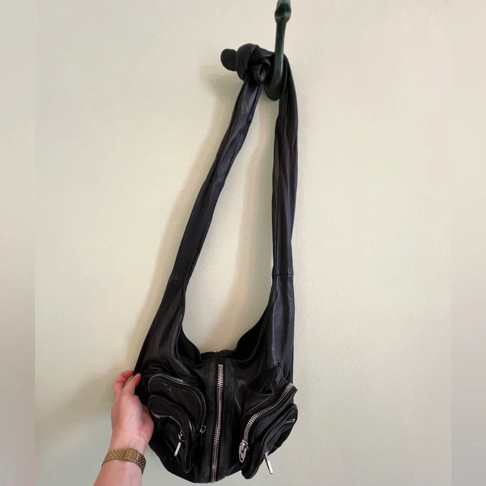 Alexander Wang “Donna” Black Leather Hobo Bag